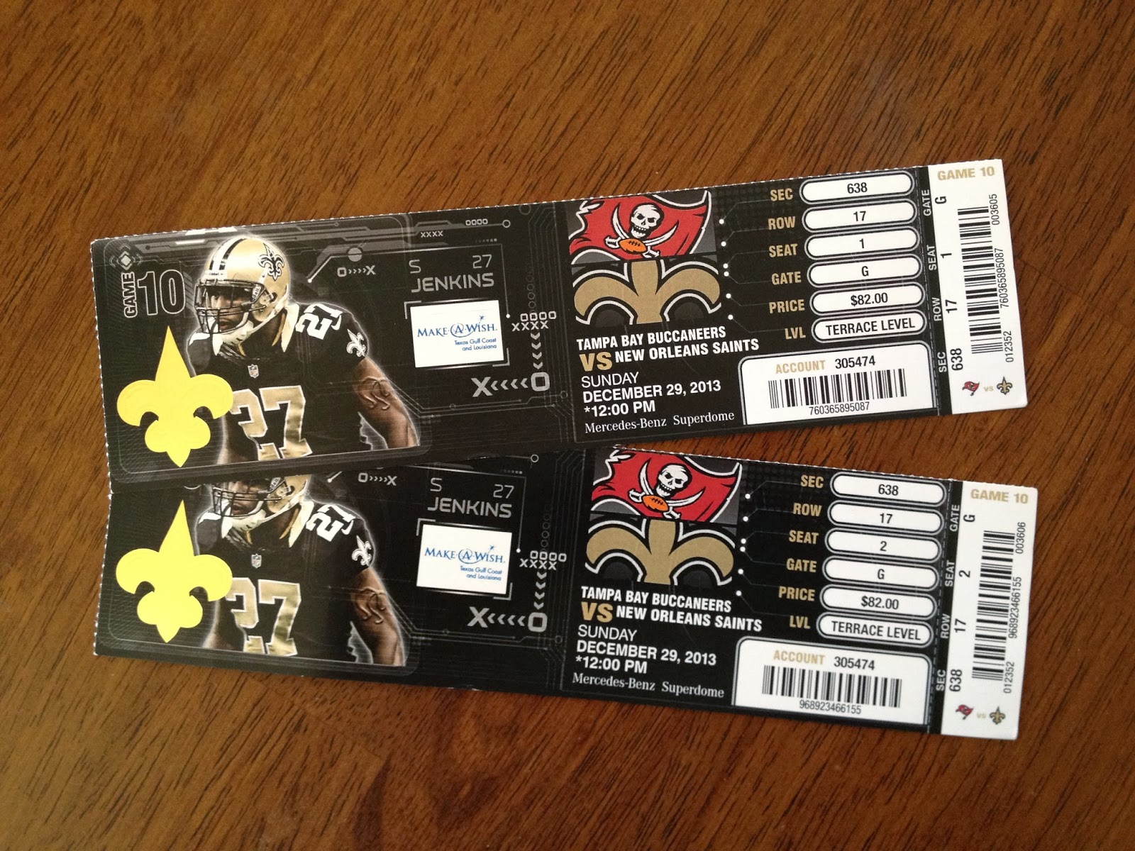 Our Adoption Journey(s) Saints vs. Buccaneers Tickets Raffle